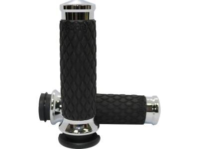 Diamond Contour Grips Chrome 1" Throttle Cables