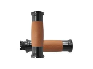 Air Gel Grips Tan Rubber Black Anodized 7/8" Throttle By Wire