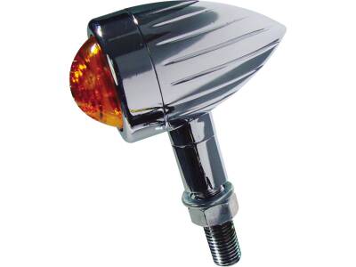 Mini Bullet Grooved Turn Signal H21W Chrome Amber Halogen