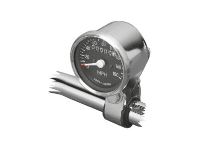 Mini Speedometer with Cables Scale: mph; Ratio: 2240:60 Chrome