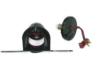 Classic Round Taillight with License Plate Bracket Chrome Black Powder Coated Red Dual Filament