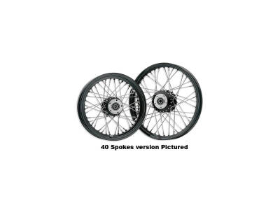 80-Spoke Wheels Polished Stainless Steel Spokes Black 1" 18" 3,50" Rear