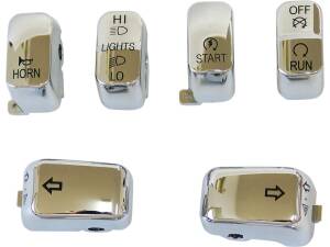 6 PC Switch Cap Set Chrome Hand Control Switch Cap Kit