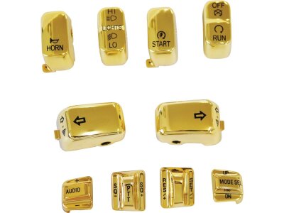 10 PC Switch Cap Set with Audio and Cruise Gold Hand Control Switch Cap Kit With audio and cruise control buttons
