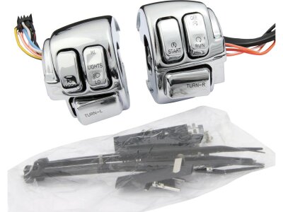 Chrome Handlebar Switch Housing Kit with Switches With Chrome Switches