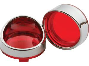 Visor Bezel Kit for Deuce Style Turn Signals Red lens Chrome