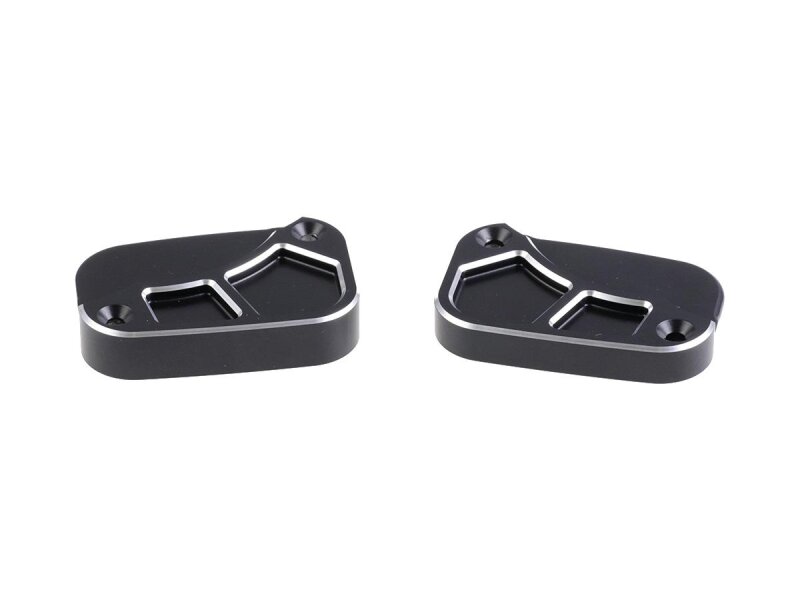 Custom Front Brake- and Clutch Master Cylinder Cover Set Black Cut Brake Side Clutch Side