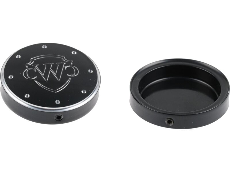 End Cap Fork Cover Fork Cap with Cult-Werk Logo Black Powder Coated