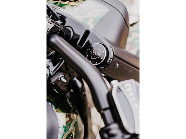 End Cap Fork Cover Fork Cap with Cult-Werk Logo Black Powder Coated