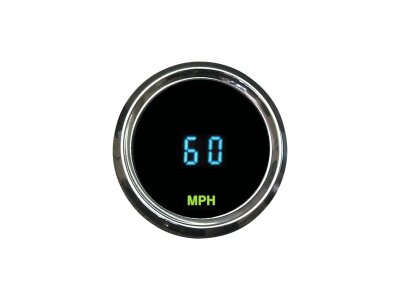 Round Mini Speedometer Scale: 225 mph; Scale Color: black Chrome 52.388 mm