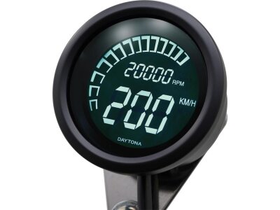 Digital Velona Speedo- & Tachometer Scale: 200 mph; 250 km/h; Scale Color: black Black 60.0 mm