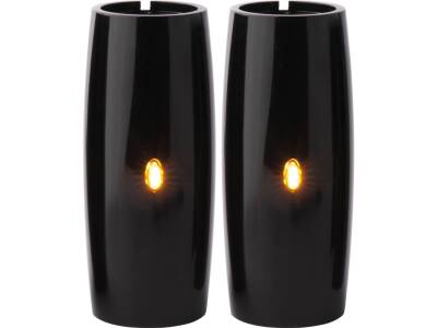 Athene Upper Fork Covers with integrated Turn Signals Black Gloss Powder Coated