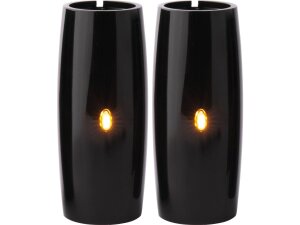 Athene Upper Fork Covers with integrated Turn Signals Black Powder Coated Satin