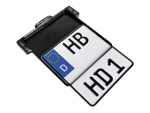 ALL-INN 2.0 License Plate Base Plate Turn Signal/Brake Light/Taillight and License Plate Light, German Size 200x180mm Black Anodized