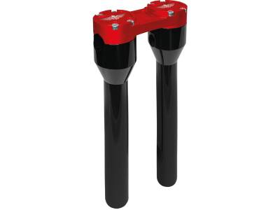 12" Clubstyle Straight Risers With Red Clamp Black 1 1/4"