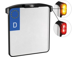 ALL-IN-ONE MICRO License Plate Base Plate 3 in 1 and License Plate Light, German Size 200x220mm Black Anodized