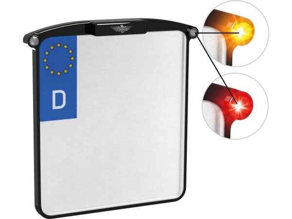 ALL-IN-ONE NANO License Plate Base Plate 3 in 1 and License Plate Light, German Size 200x220mm Black Anodized
