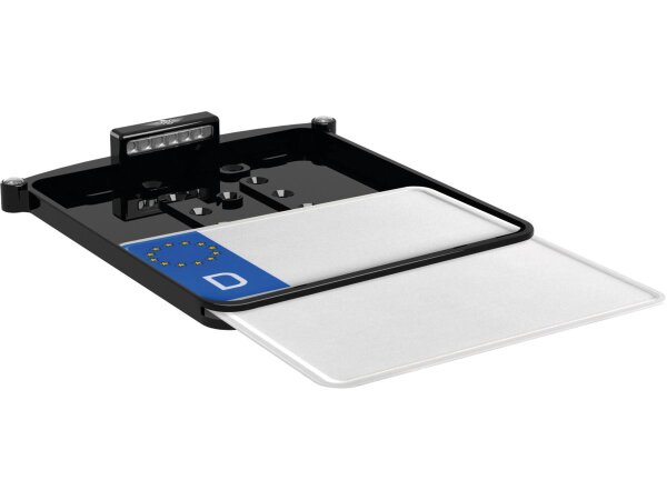 ALL-IN-ONE NANO License Plate Base Plate 3 in 1 and License Plate Light, German Size 200x220mm Black Anodized