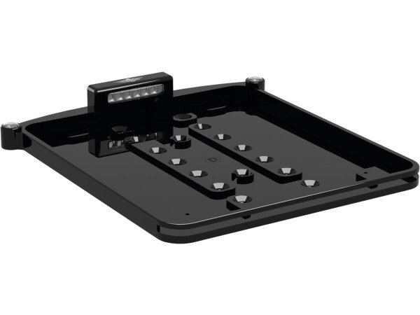 ALL-IN-ONE NANO License Plate Base Plate 3 in 1 and License Plate Light, German Size 200x220mm Black Anodized