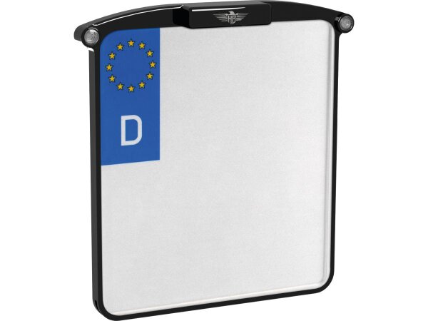 ALL-IN-ONE NANO License Plate Base Plate 3 in 1 and License Plate Light, German Size 200x220mm Black Anodized