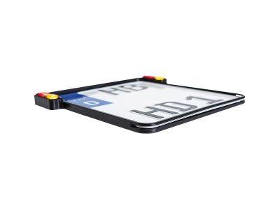 ALL-INN 2.0 License Plate Base Plate Turn Signal/Brake Light/Taillight and License Plate Light, Italy Size 177x177mm Black Anodized