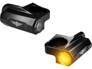 Nano Series Handlebar LED Turn Signals/Position Light for Sportster S Black Powder Coated Smoke LED