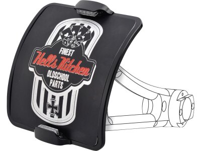 Twice-Clamp License Plate Base Plate Germany 200x180mm, Including License Plate Light, For Show Use only Black