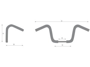 10 Bad Ape Hanger Handlebar Non-Dimpled 3-Hole Black Powder Coated 1 1/4" Throttle By Wire Throttle Cables