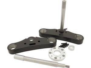 JOS Triple Tree 39 mm Fork Tubes, 5° Rake, 250 mm wide, Powder-Coated, Black Triple Tree Kit