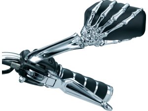 Skeleton Hand Mirror Chrome Stem, Black Head Black, Chrome