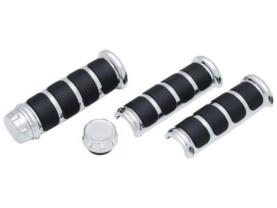 ISO Grip Covers for HD Heated Grips Chrome 1" Throttle By Wire