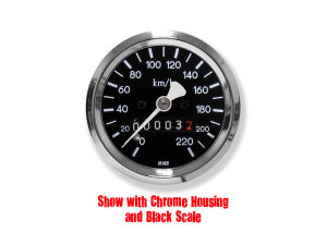 60mm Basic Speedometer Scale: 120 mph; Scale Color: white Chrome 60.0 mm