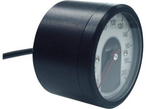 motoscope tiny Speedometer Scale: 200 mph; 200 km/h; Scale Color: white Black 49 mm