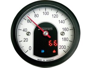 motoscope tiny Speedometer Scale: 200 mph; 200 km/h; Scale Color: white Black 49 mm