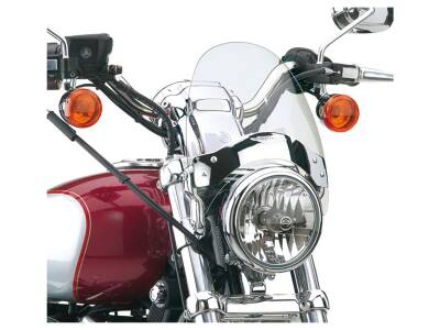 Flyscreen Windshield Kit Height: 8,5", Width: 9,25", Chrome Brackets 44-50mm Light Smoke