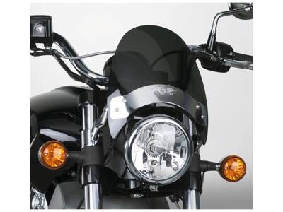 Flyscreen Windshield Kit Height: 8,5", Width: 9,25", Chrome Brackets 52-56mm Dark Smoke