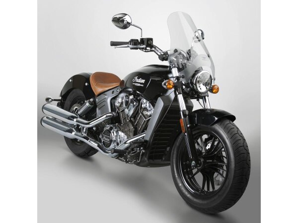 Street Shield Windshield with U-Clamp Mount For 7/8" and 1" handlebars, Height: 17", Width: 16", U-Clamp Handlebar Mount included Clear