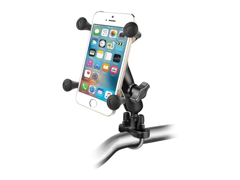 RAM Handlebar Rail Mount With Zinc Coated U-Bolt Base And Universal X-Grip Cell/Iphone Cradle Handlebar Rail Mount