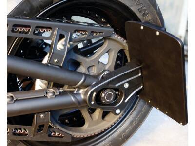 Premium Rear Axle Cover with Ricks Logo Black Powder Coated Satin