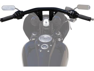 12 Straight-Up T-Bar Handlebar Non-Dimpled 4-Hole Black Powder Coated 1 1/4" Throttle By Wire Throttle Cables