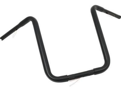 17 Standard Ape Hanger Handlebar Non-Dimpled 3-Hole Black Powder Coated 1 1/4" Throttle By Wire Throttle Cables