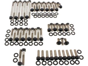 Complete Engine Screw Kit Screws for Pan America Primary Cover, Manifold Cover, Camshaft Cover, Ignition Coil, Rockerbox, Sprocket Cover Satin Black Powder Coated