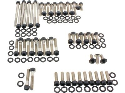 Complete Engine Screw Kit Screws for Pan America Primary Cover, Manifold Cover, Camshaft Cover, Ignition Coil, Rockerbox, Sprocket Cover Gloss Black Powder Coated