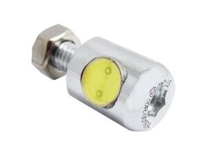 Round LED License Plate Light Chrome