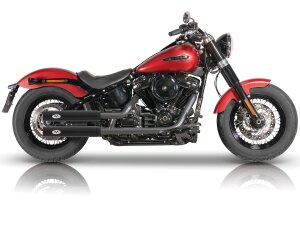 Double Slip-On Muffler Set Endcap Double Ring Black...