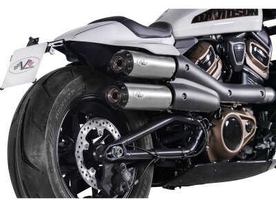 2 in 2 Muffler Set for Sportster S Models Endcap Tracker Carbon Satin
