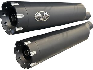 Double Slip-On Muffler Set Endcap Revolver Black Ceramic...