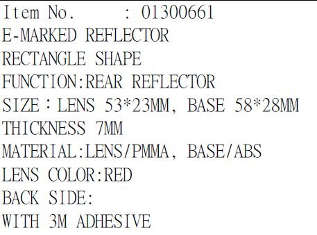 Reflector 3m E-marked Rd