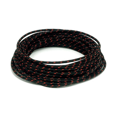 Classic cloth covered wiring, 25ft. roll. Black/Red | Lieferumfang: Nur ein Teil des abgebildeten Artikels.