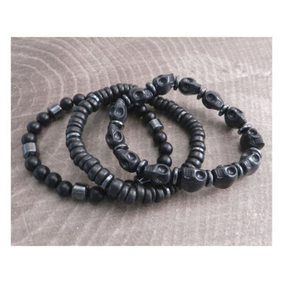 Amigaz Stone Skull 3 pack with Hematite Accent